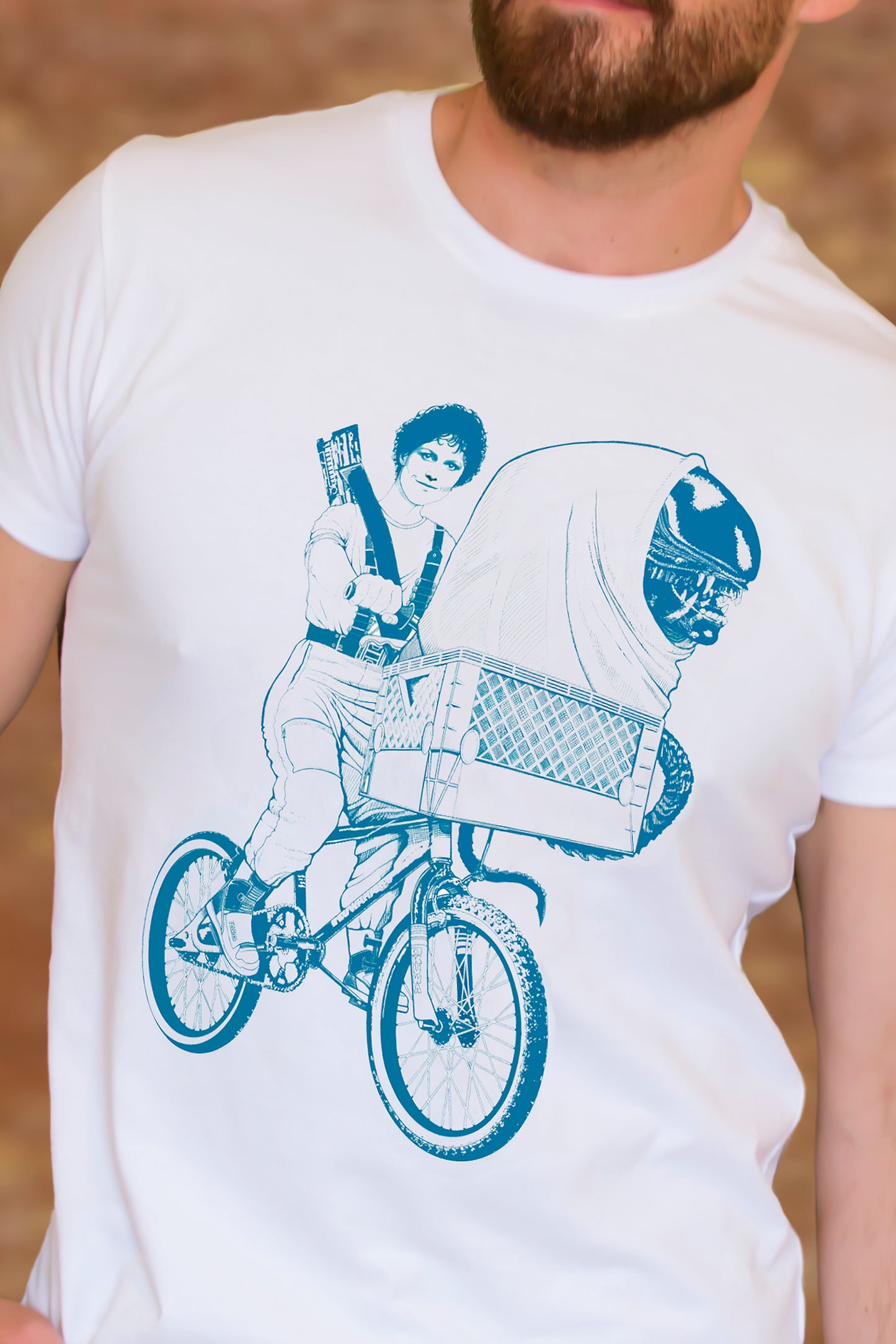 Camiseta blanca de manga corta ALIEN vs. E.T.